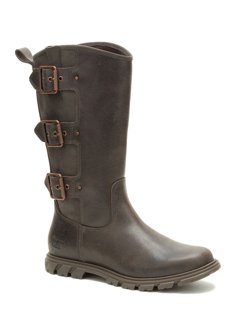 Bota de Cuero Notion Buckle Café Oscuro Cat