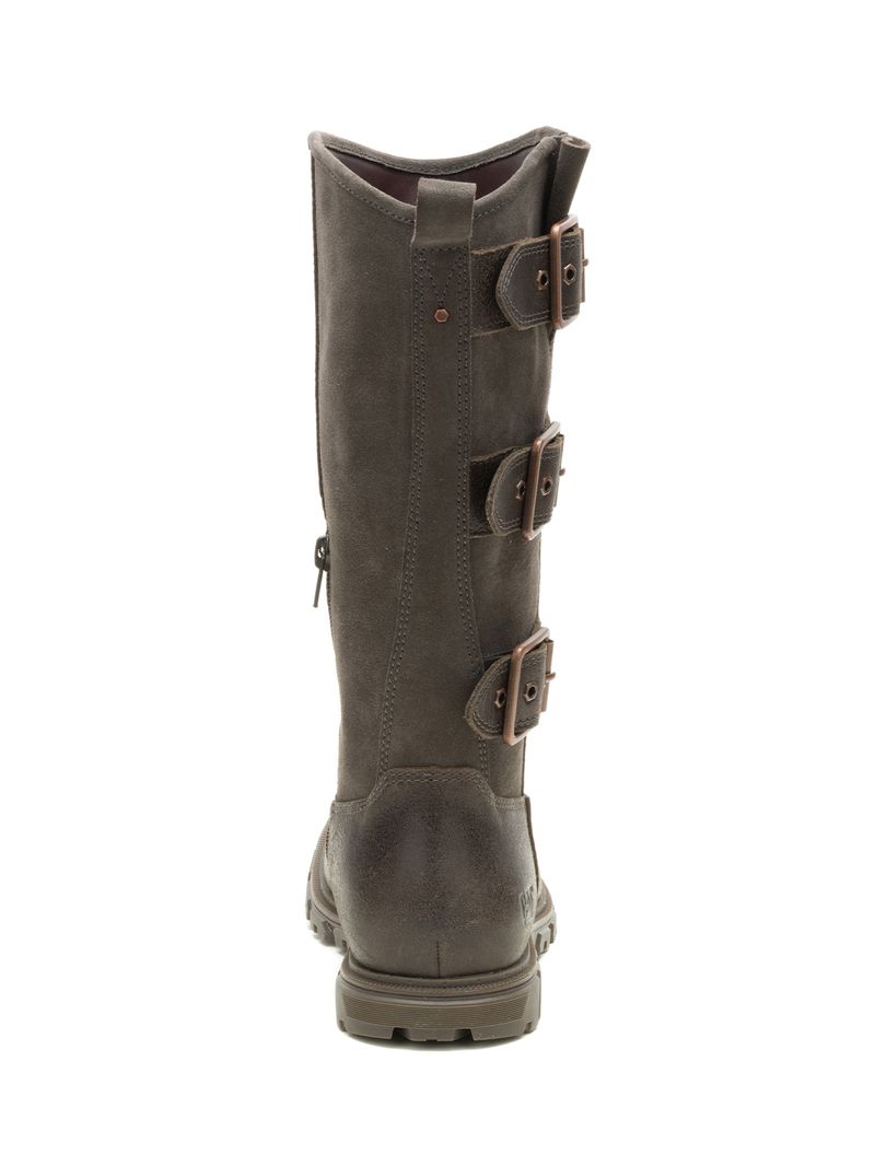 Bota de Cuero Notion Buckle Café Oscuro Cat