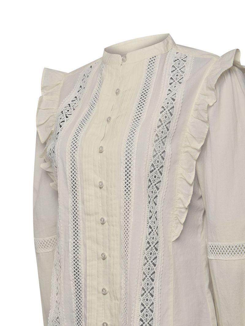 Blusa Algodón Orgánico Mujer Hibiscus Blanco Rockford