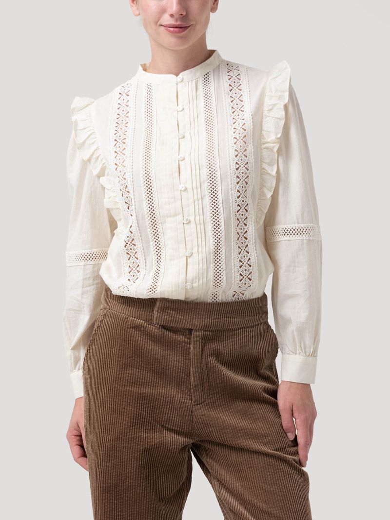 Blusa Algodón Orgánico Mujer Hibiscus Blanco Rockford