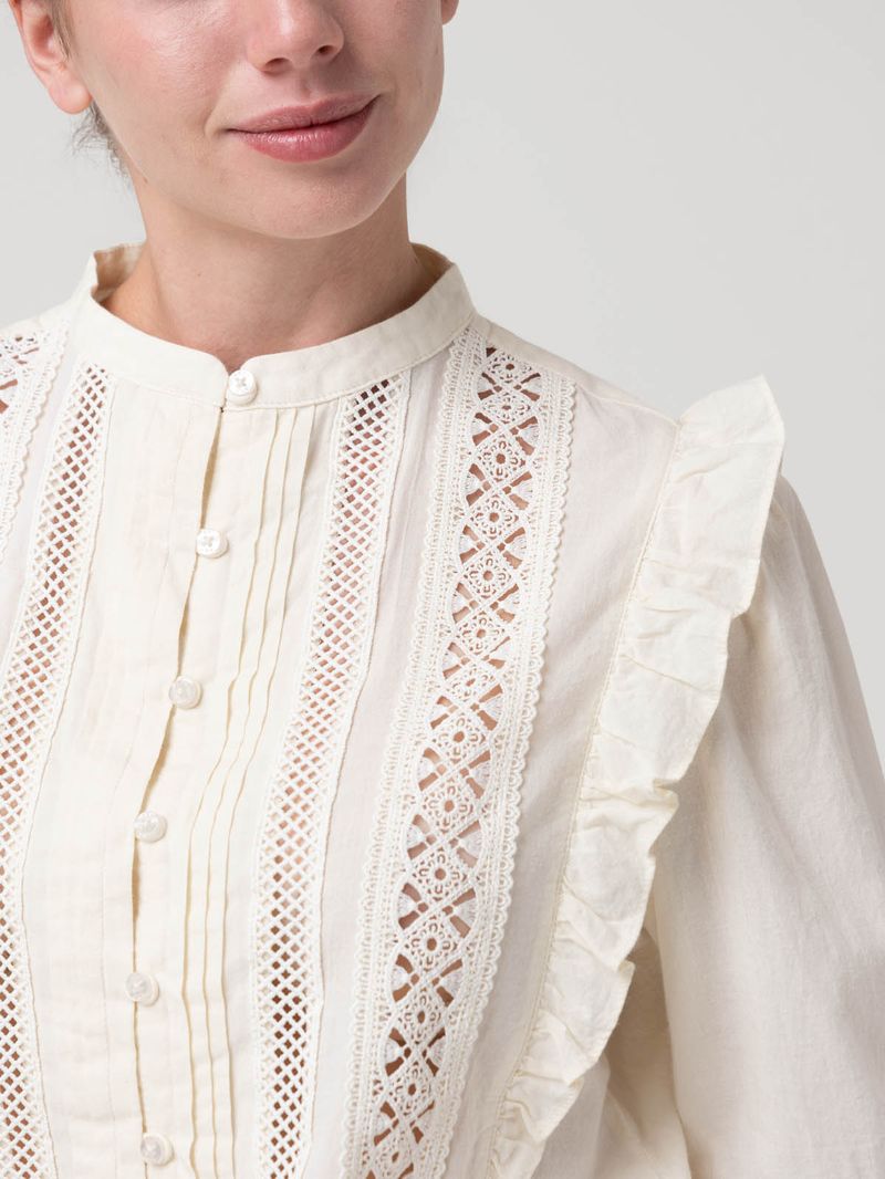 Blusa Algodón Orgánico Mujer Hibiscus Blanco Rockford