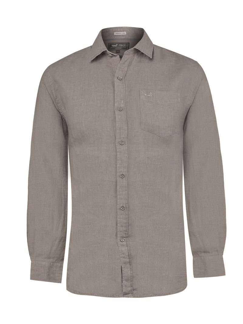 Camisa Lino Orgánico Hombre Linen Café Rockford