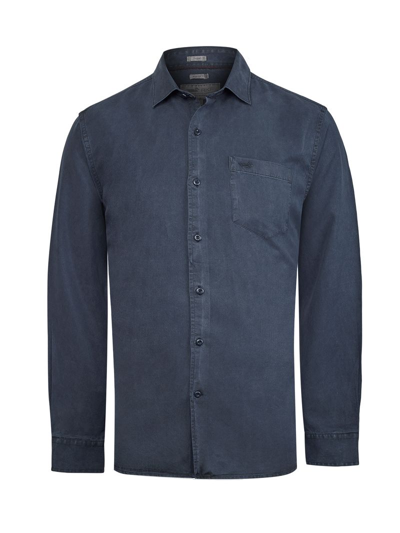 Camisa Tencel Hombre Tencel Azul Rockford