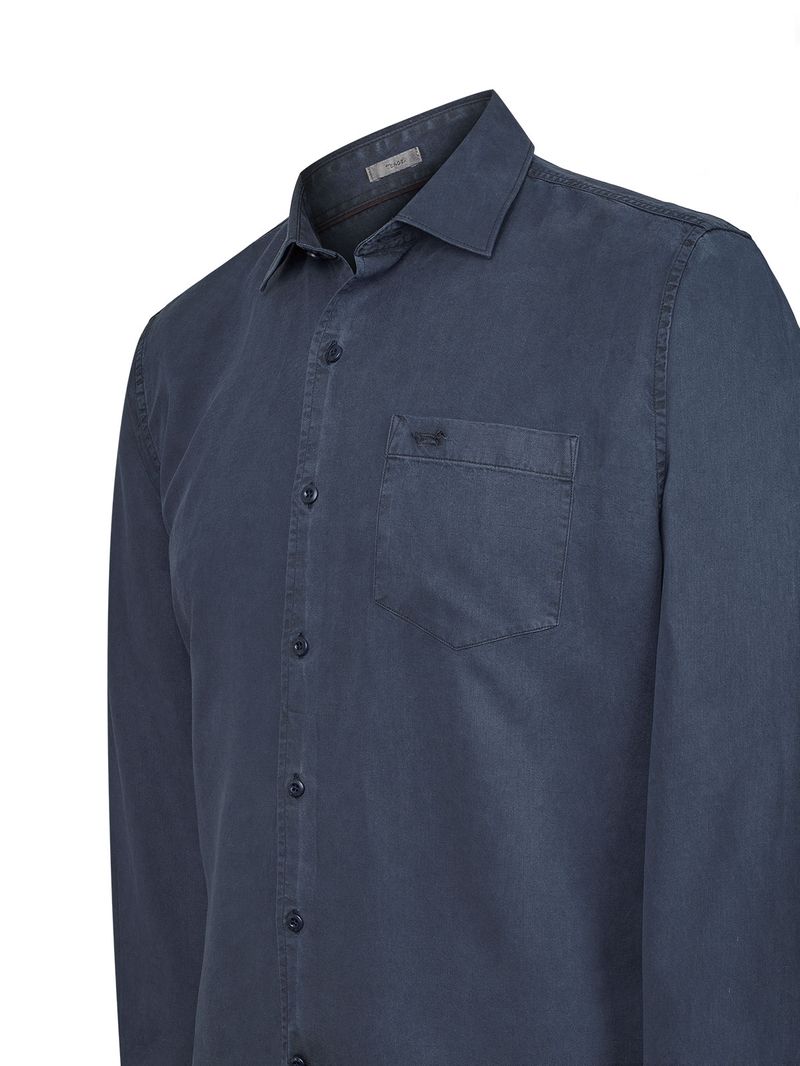 Camisa Tencel Hombre Tencel Azul Rockford