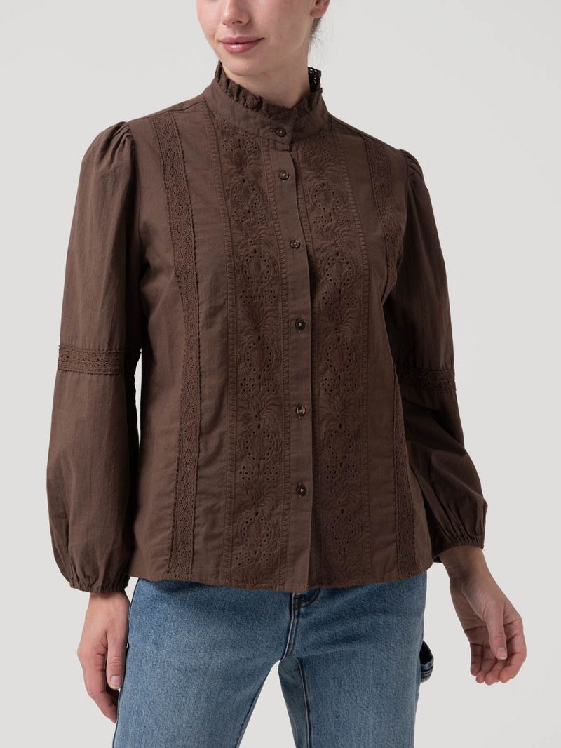 Blusa Algodón Orgánico Mujer Camelia Café Rockford