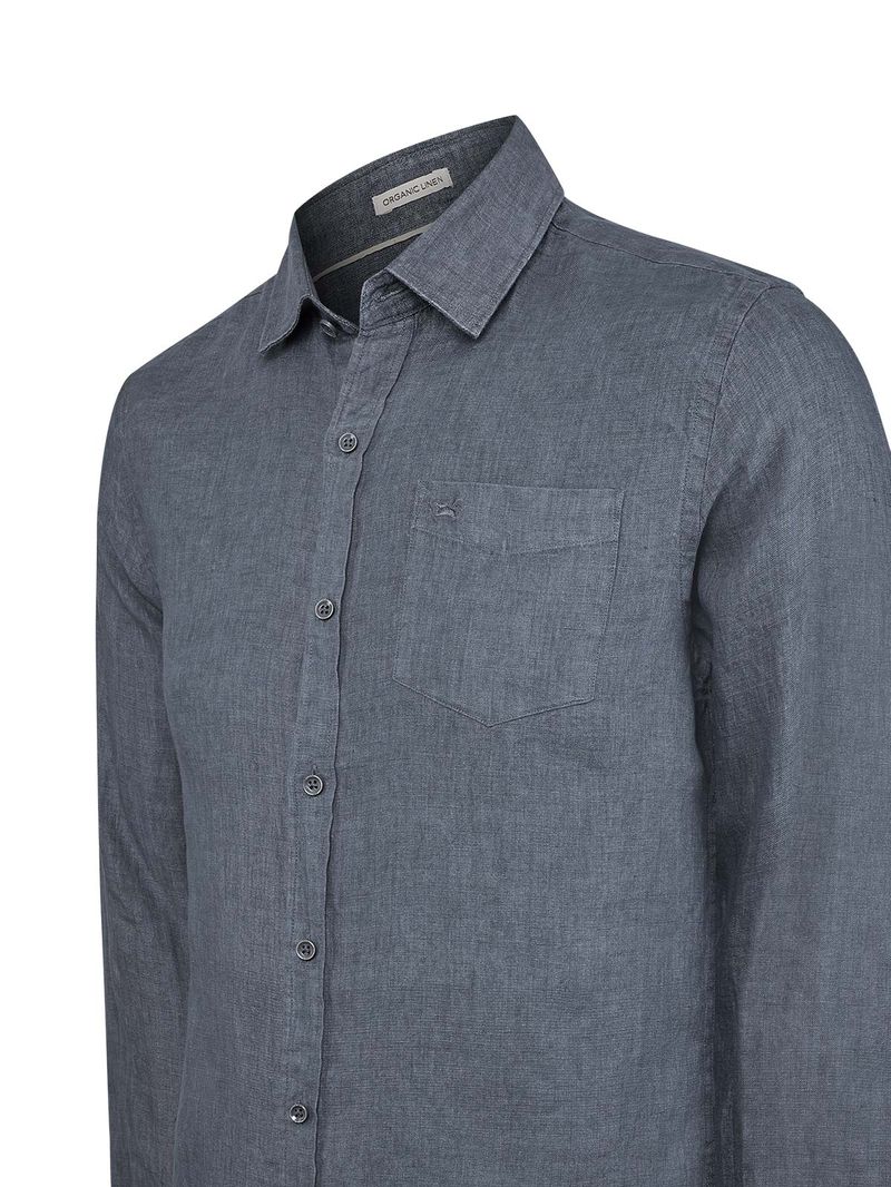 Camisa Lino Orgánico Hombre Linen Café Rockford