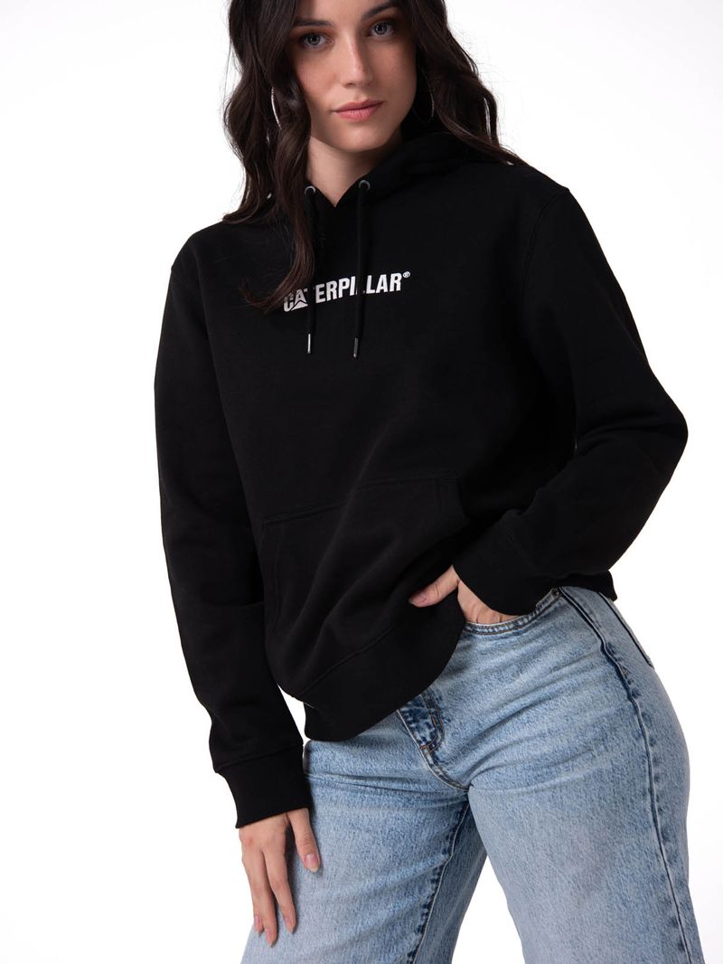 Polerón Con Gorro Mujer Fleece Caterpillar Negro