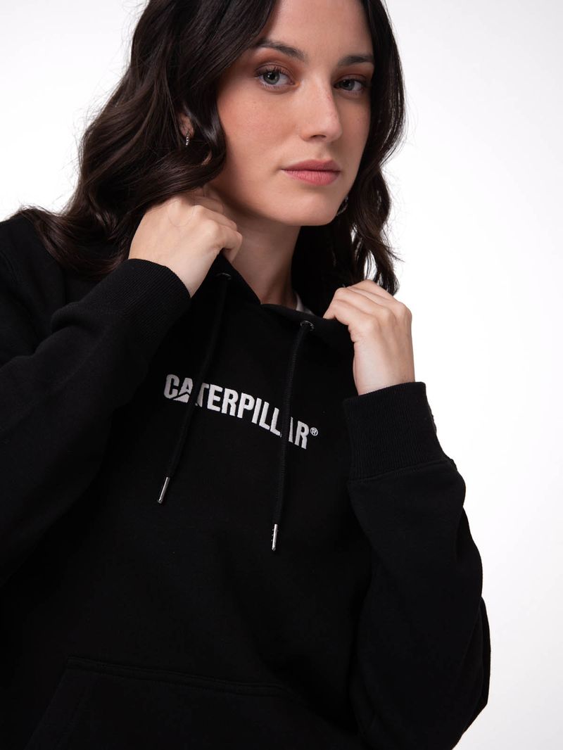 Polerón Con Gorro Mujer Fleece Caterpillar Negro