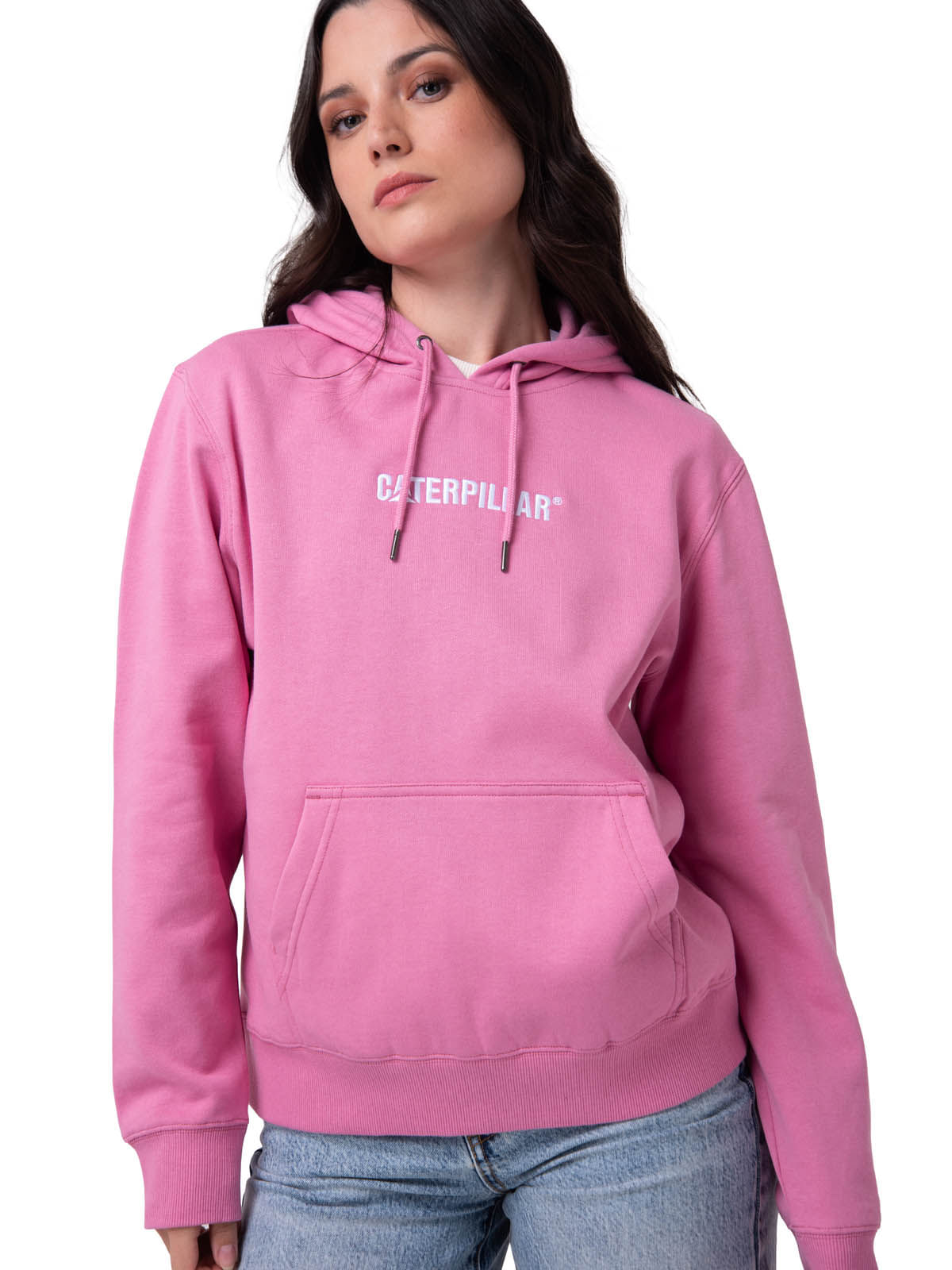 Polerón Con Gorro Mujer Fleece Caterpillar Rosa