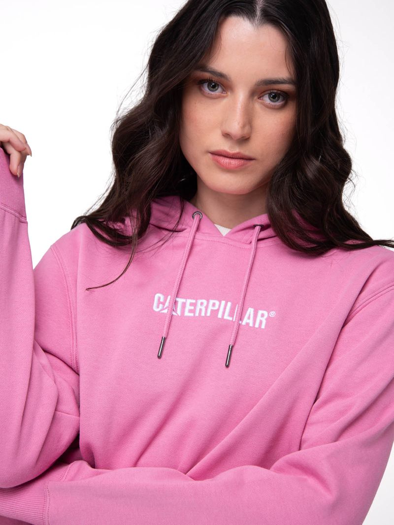 Polerón Con Gorro Mujer Fleece Caterpillar Rosa