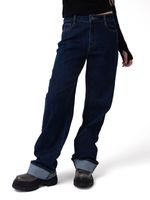 Jeans Tiro Medio Mujer Denim Azul Oscuro Cat