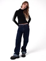 Jeans Tiro Medio Mujer Denim Azul Oscuro Cat