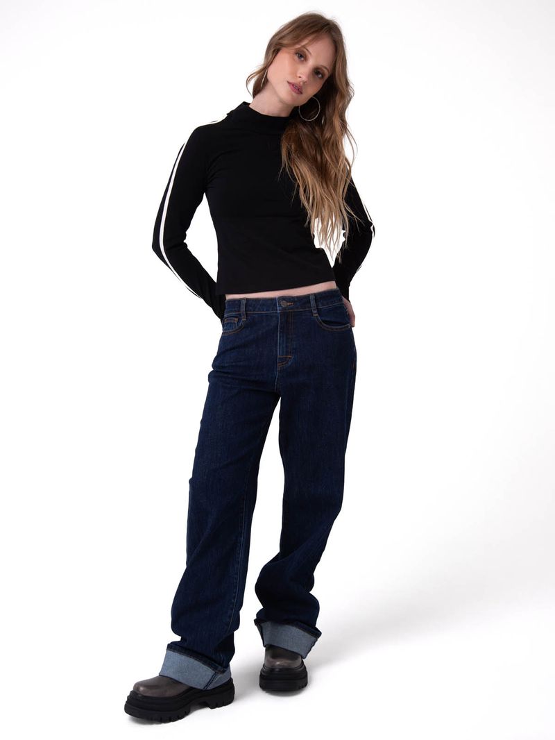 Jeans Tiro Medio Mujer Denim Azul Oscuro Cat