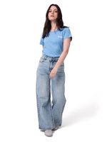Jeans Wide Leg Mujer Denim Azul Claro Cat