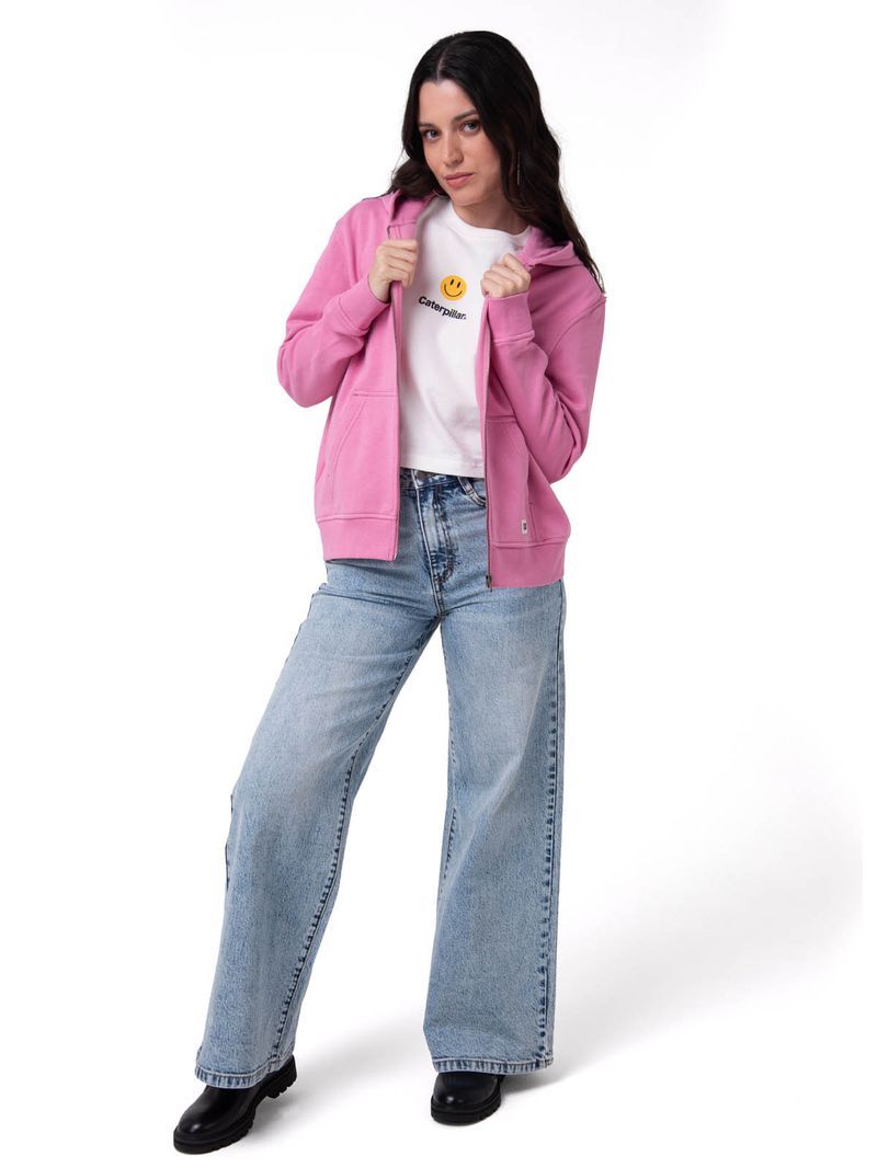 Polerón Con Gorro Mujer Patch Full Zip Rosa Cat
