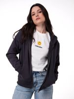 Polerón Con Gorro Mujer Patch Full Zip Negro Cat