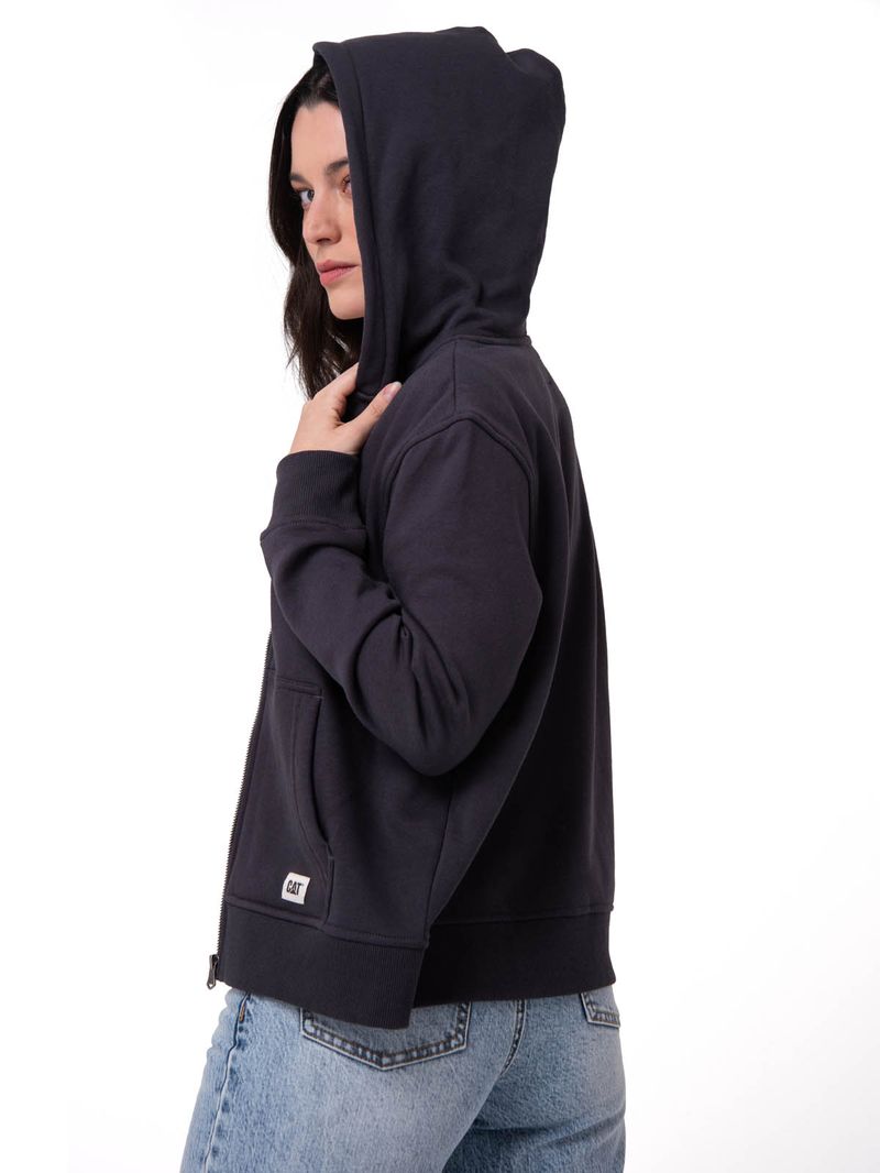 Polerón Con Gorro Mujer Patch Full Zip Negro Cat