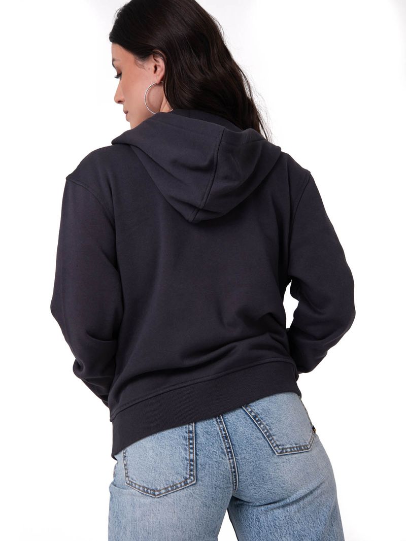 Polerón Con Gorro Mujer Patch Full Zip Negro Cat