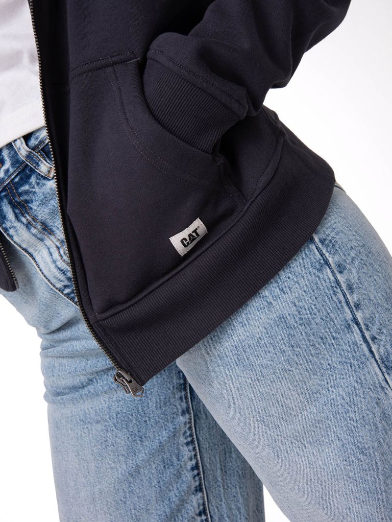 Polerón Con Gorro Mujer Patch Full Zip Negro Cat