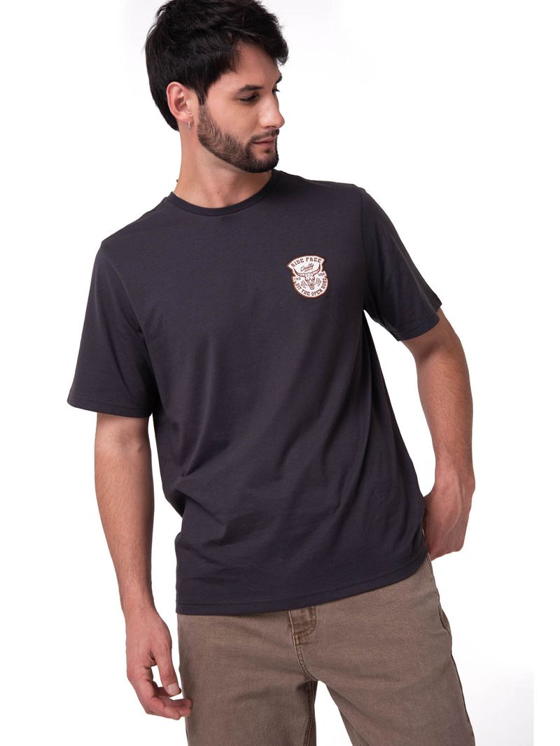 Polera Manga Corta Hombre Western Gris Oscuro Cat