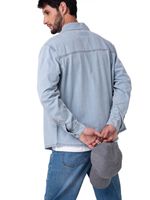 Camisa Denim Manga Larga Hombre Western Celeste Cat