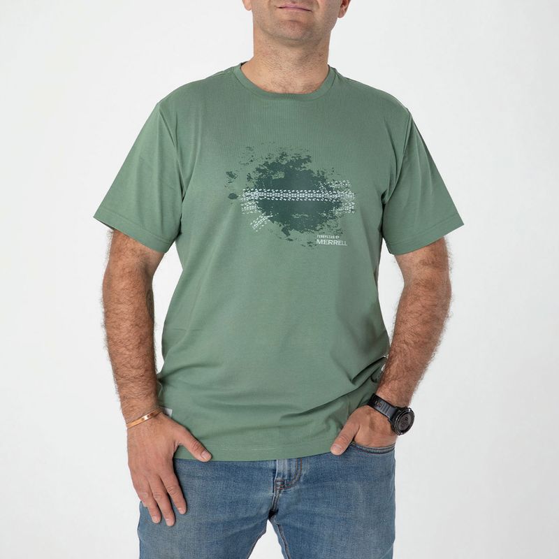 Polera Manga Corta Hombre Fireflies Bike & Lines Verde Merrell