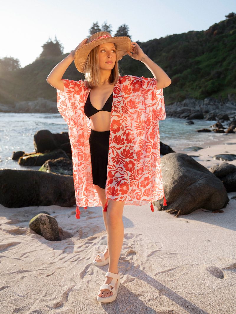 Salida De Baño Mujer Az Pareo Roses Rojo Azaleia