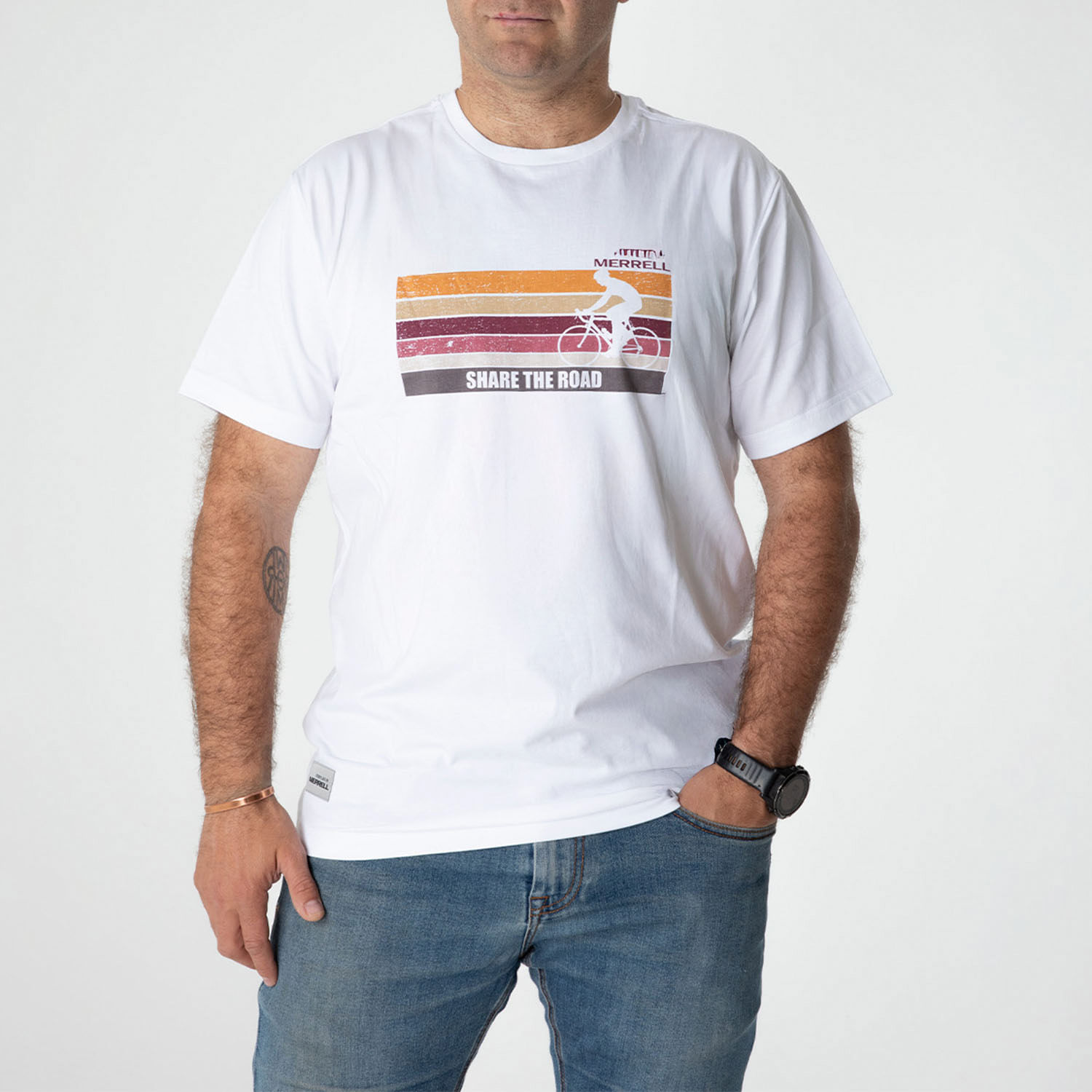 Polera Manga Corta Hombre Fireflies Hi Rider Blanco Merrell