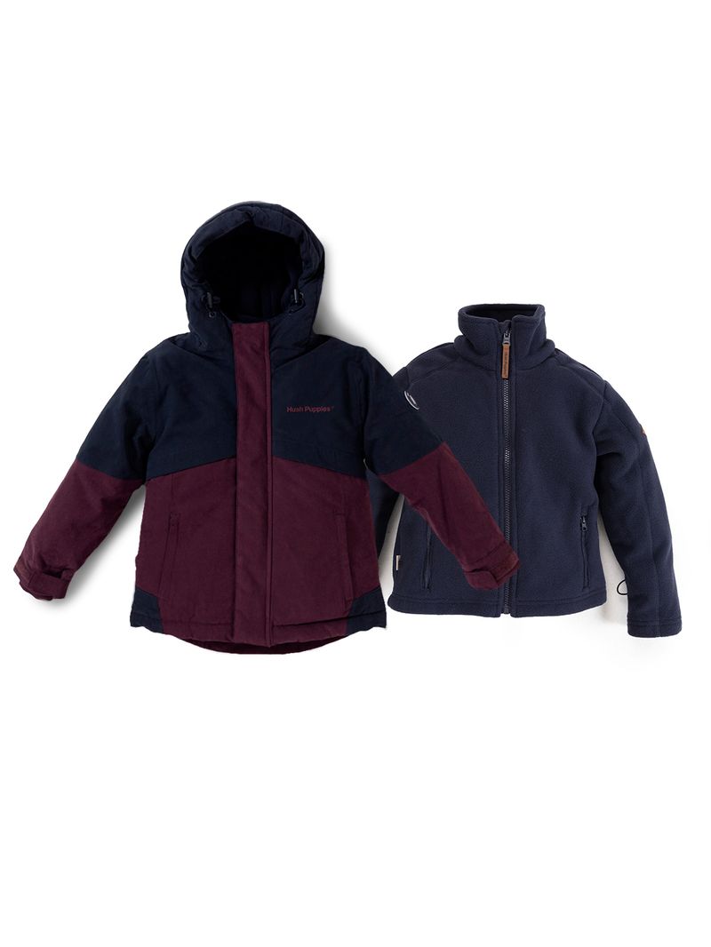 Parka Tres En Uno Waterproof Niña Optimus Rosado