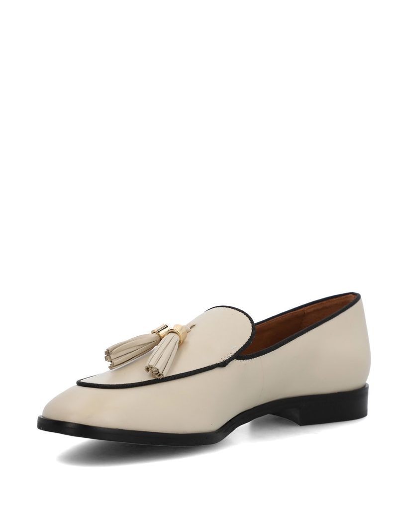 Mocasin Cuero Mujer Pomba Beige/Crudo