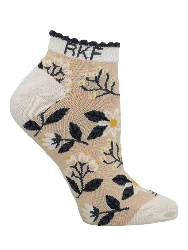 Calcetin Bambú Mujer Ped St Flower Beige/Crudo Rockford